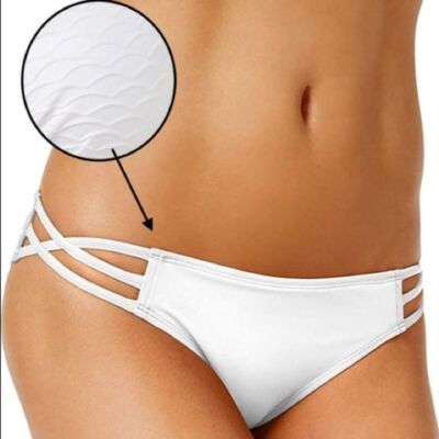 Sundazed Stunner Strappy Hipster White Textured  Bikini Bottom Med