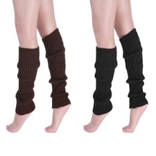 2 Pair Leg WarmersWomen Girls Boots Cuff Warmer Ribbed Stretch Knee Leg Socks...