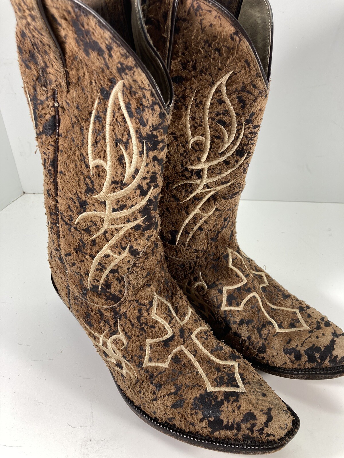 Justin Bent Rail Boots Women Size 10 B Brown Suede Leather Western