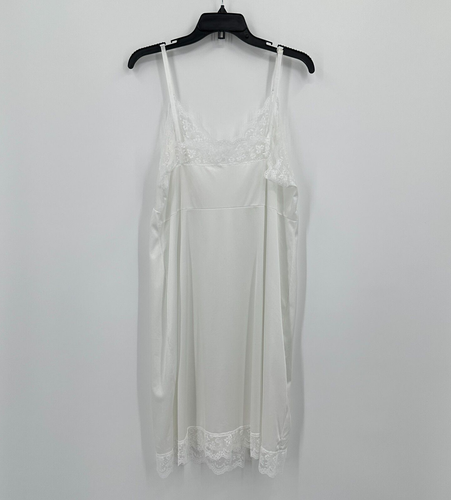 Vintage Chemise Full Slip L White Floral Lace Satin Lingerie Wedding Eveningwear - Picture 2 of 5