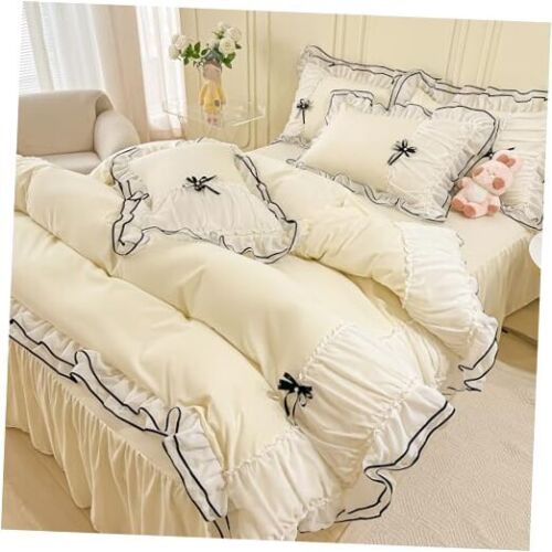 Kid's Comforter Set Cream 3pcs(1 Princess Comforter & 2 Twin Yellow