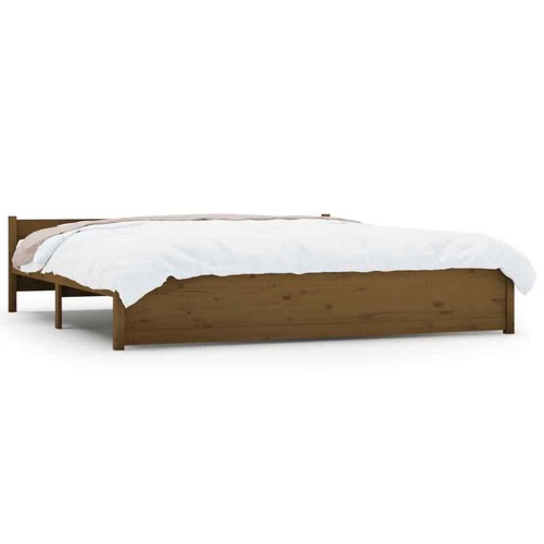 NNEVL Bed Frame Honey Brown Solid Wood 183x203 cm King Size - Picture 2 of 9