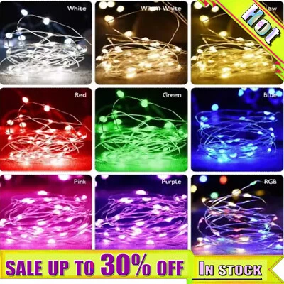 USB Battery 2-20M Rice Copper Wire String Fairy Lights with Remote Control Timer