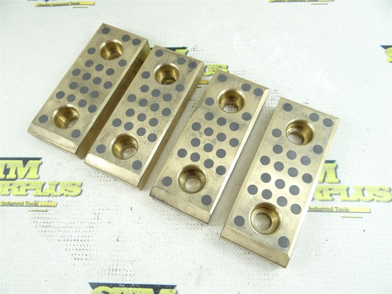 LOT OF 4 SELF-LUBRICATING BRONZE & GRAPHITE SLIDE PLATES 5" X 2" X 3/4"
