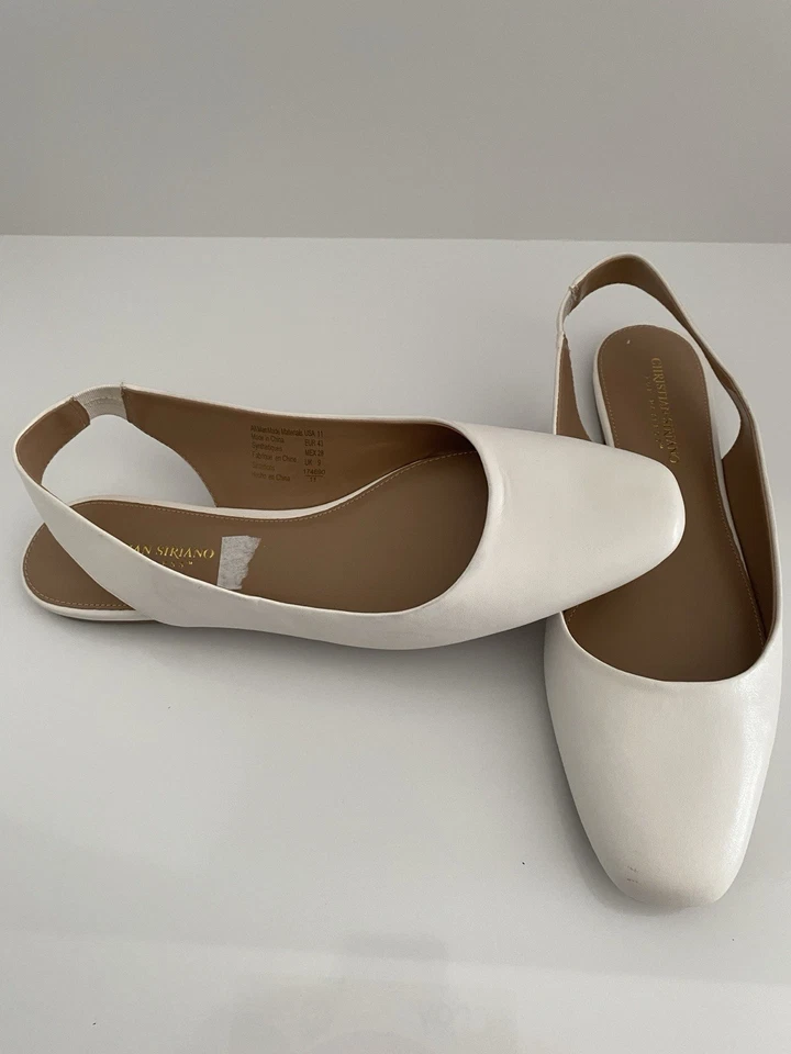 Christian Siriano para Payless Blanco Eslinga Trasera Mujer Plana Talla 11 Foto 2 de 4