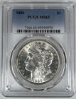 1886 Morgan Silver $1 Dollar Coin PCGS MS 63