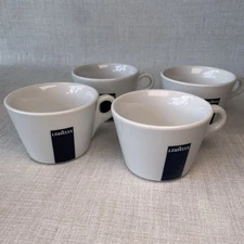 Lavazza Italy 8oz Latte Cappuccino Mug Set Of 4 White With Blue Logo