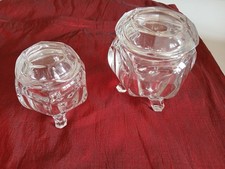 Vintage Chippendale Glass Pots For Dressing Table 2no.