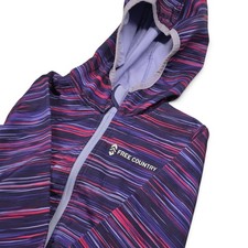Free Country Girls Size 4 Purple Pink Striped Softshell Hooded Zip Jacket