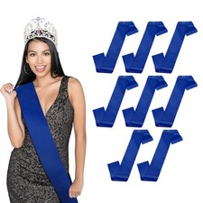 8-Pack Blank Satin Sash, 3.8 Inch Party Sash for Birthday/DIY Sapphire Blue 