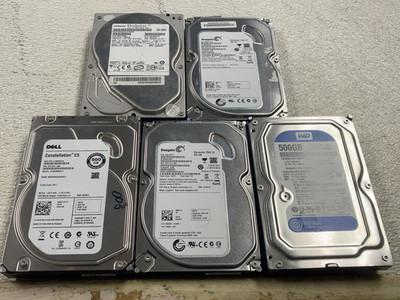 Lot of 5 500GB 3.5'' SATA HDD Hard Drives 7200RPM WD Seagate Hitachi Tested