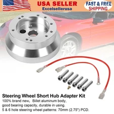 5&6 Hole Steering Wheel Polished Short Hub Adapter Kit NEW For Ididit GM Chevy