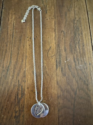 #ad Brighton LIVE WELL LAUGH OFTEN LOVE MUCH Silver Cutout Heart Pendnt Necklace EUC $19.85