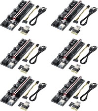 6PCS PCIe 1x to 16x GPU Riser Card Kit with USB 3.0 Cable  6PIN SATA Power