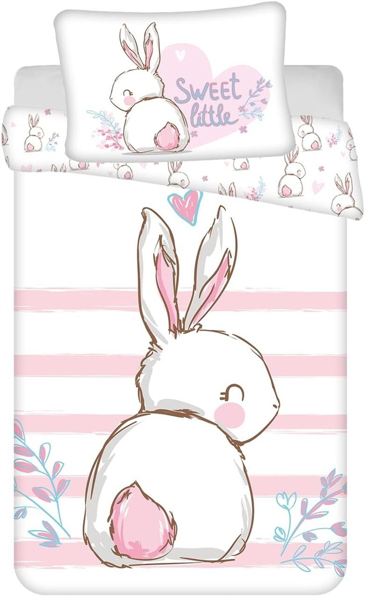 Biancheria da letto bambino Jerry Fabrics Bunny rosa con coniglio 100x135 + 40x60 cm cotone