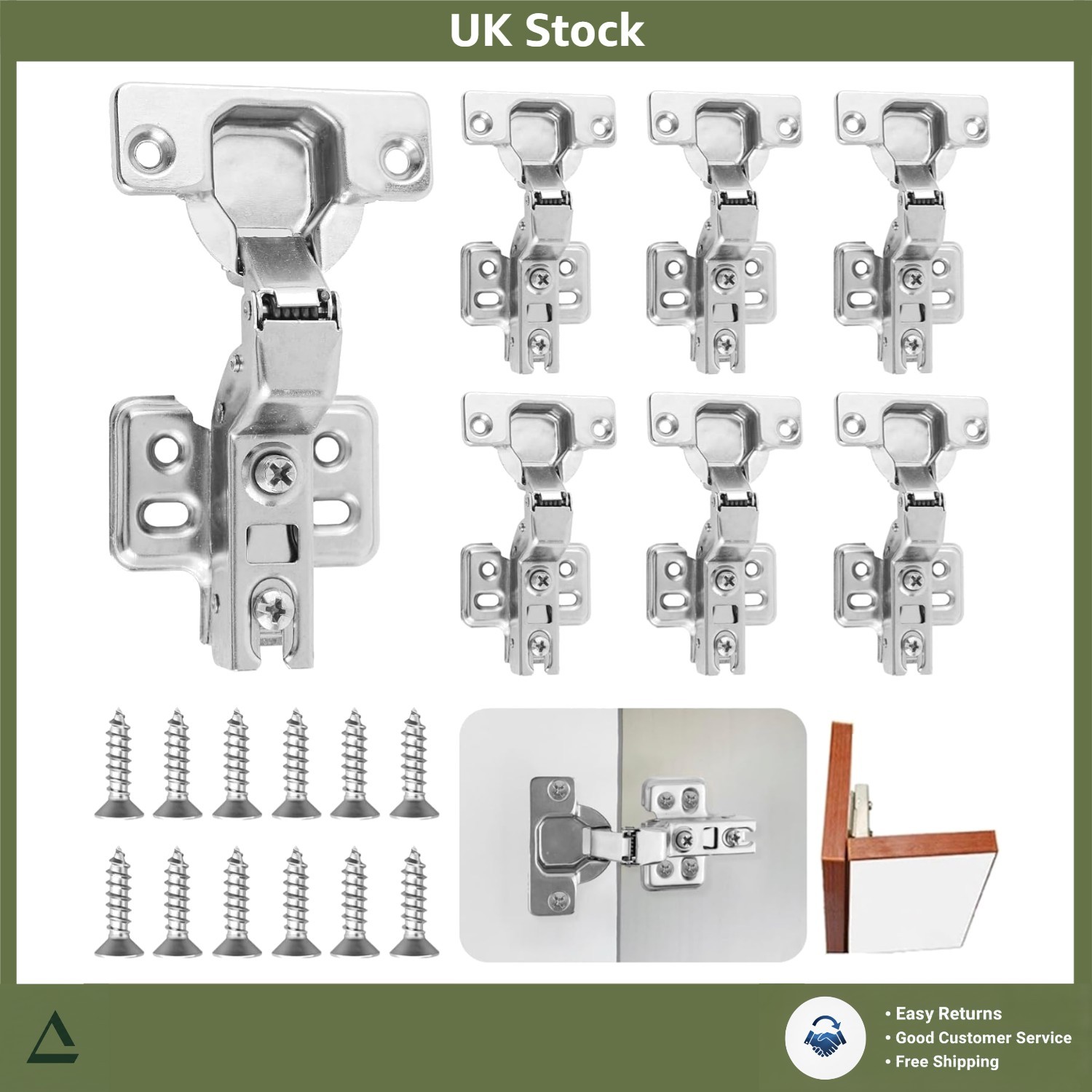 Quiet Soft Close Inset Hydraulic Cabinet Hinges With Screws For Doors 8 Pack