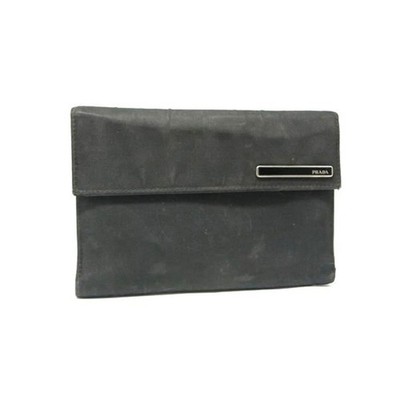 Prada Testo Nylon Bifold Wallet Billfold Coin Purse Women'S Men'S Black Dm6461