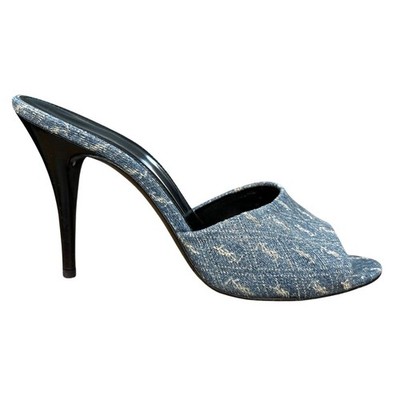 YSL Yves Saint Laurent La 16 95 Blue Denim Heel Sandals Size 36 US 6