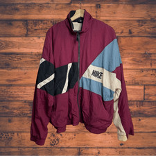 Nike Vintage Maroon Colorblock Windrunner Jacket Large