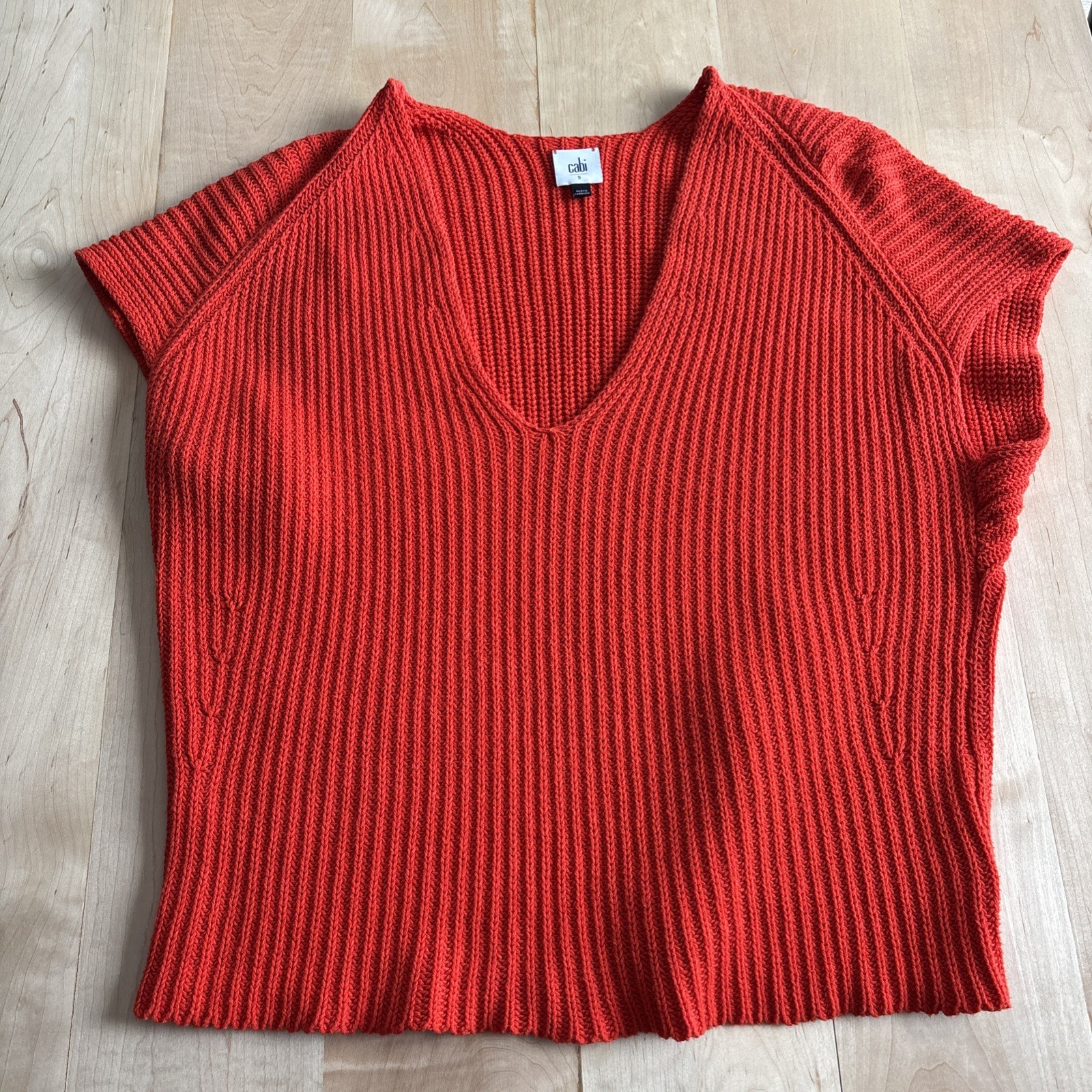 Cabi Ruby Pullover Knit Top Size small Red Orange… - image 1