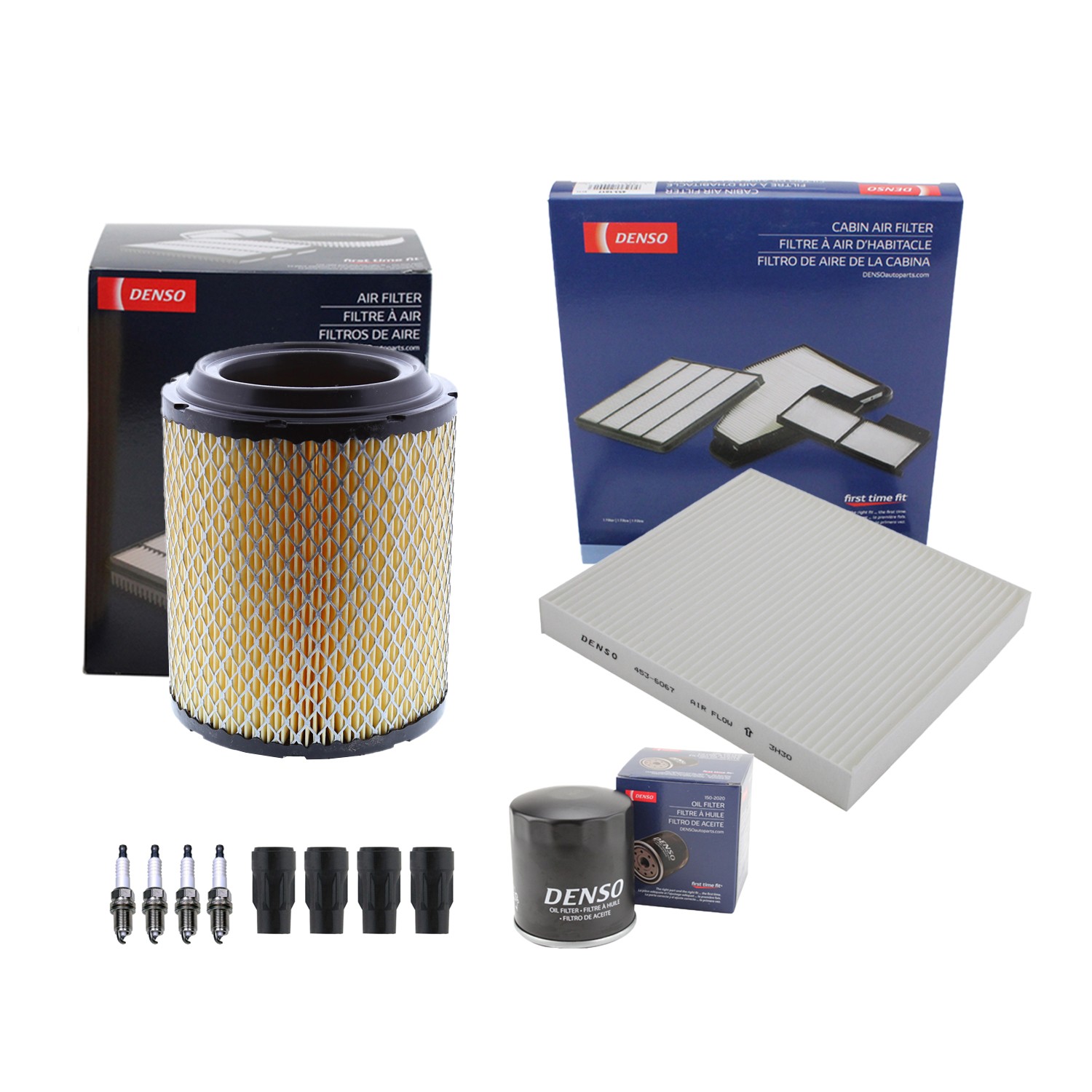 Denso Tune Up Kit 4 Spark Plugs and Boots Kit for Caliber Compass 2.0L 2.4L L4