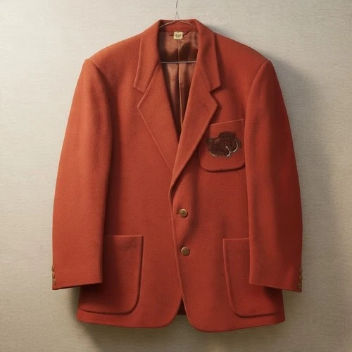 Rare Vintage ICEBERG Cashmere Wool Blazer Jacket Rust Orange VW Beetle 90s M L - product listing photo