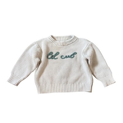 Cloud Island Sweater Baby Cream Lil Cub Embroidered Knit SIZE 12M