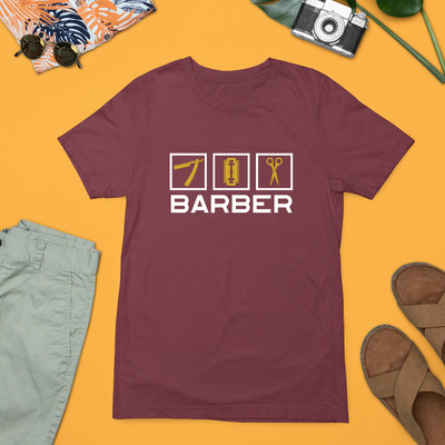 Barber Tools Grafik T-Shirt Rasierklinge Schere stilvoll Friseur Geschenk