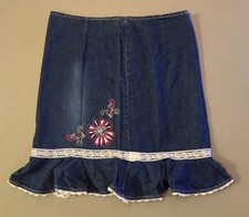 Vintage Faded Glory Glory Girls Size 10.5 Denim Skirt Cottagecore 30"W Boho Y2K