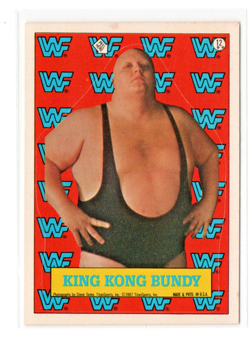 King Kong Bundy #12 1987 Topps WWF Stickers card