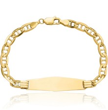 14K Solid Yellow Gold Anchor Mariner Soft ID Bracelet