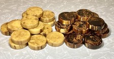 30 LARGE Vtg Bakelite Butterscotch & Brown Swirl Backgammon Discs 1-3/8