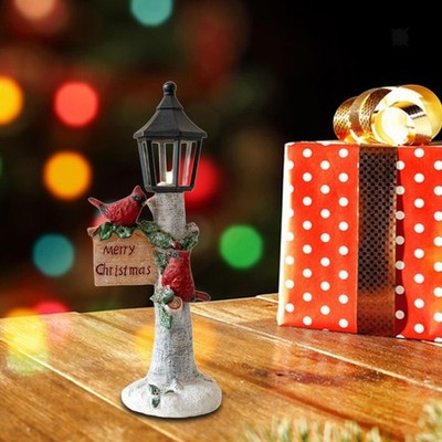 Tischfigur Weihnachtsdeko rot Kardinal beleuchtet Laterne für Büro
