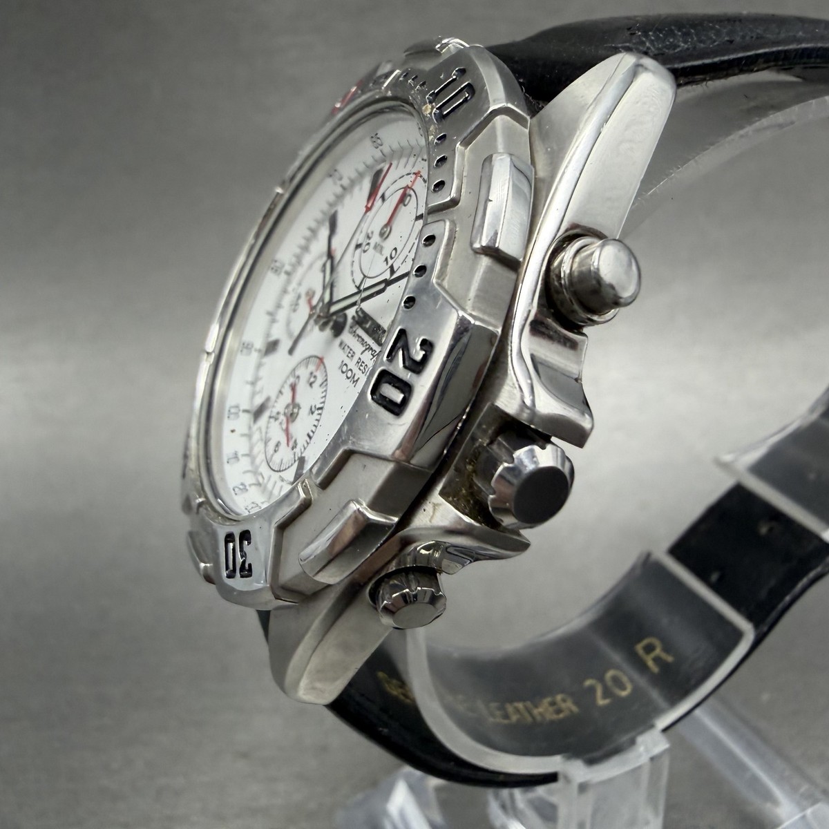 Seiko Dive Chronograph Watch Men 41mm White Dial Steel 7T32-7F69