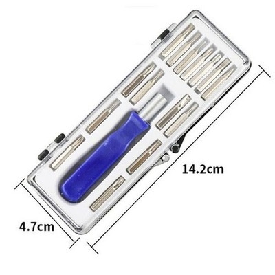 16 in 1 tragbares Schraubendreher-Set mit 16 Bits und rutschfestem blauem Griff-