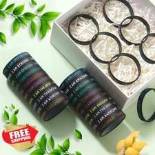 100pc Inspirational Silicone Wristbands Motivational Quotes Black