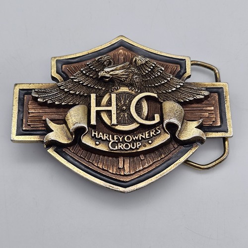 Ltd 1993 Harley Davidson Shield HOG Brass Black Colorfill Eagle Buckle 10th