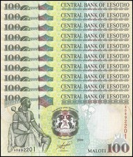 Lesotho 100 Maloti, 2009, P-19e, UNC X 10 PCS
