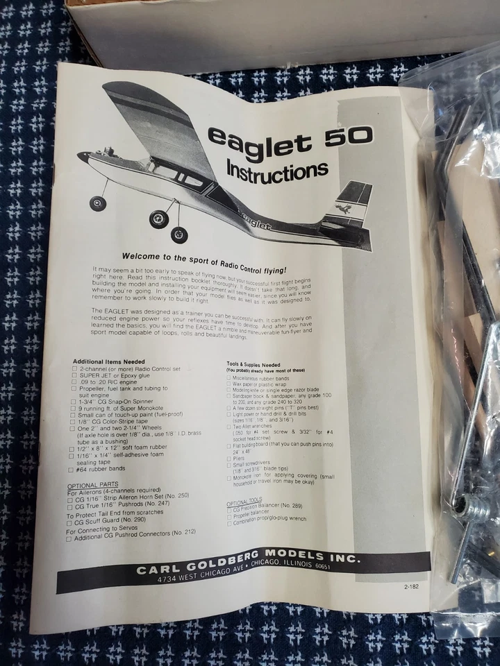 Carl Goldberg Models Eaglet 50 RC Radio Control Balsa Model Airplane Trainer Kit - Image 2 of 4