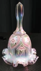 WOW Pink Carnival Glass Fenton Limited Edition Bell signed by T.  Gaskins