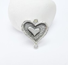 2 Double Heart Charms, Connector, Boho Pendant, Earring Charms 27x24mm G37195