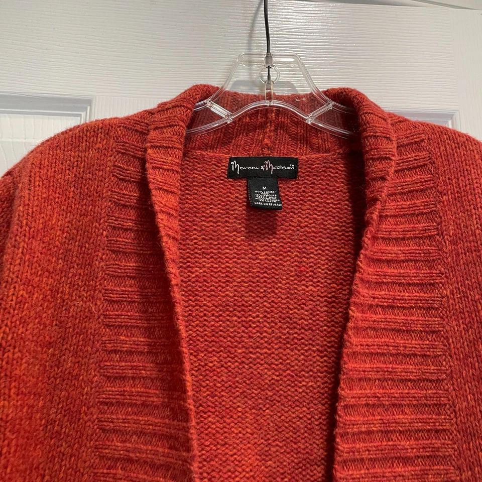 Mercer & Madison Women's M Cardigan Burnt Orange Lambswool Angora Short Sleeve - Image 2 of 4