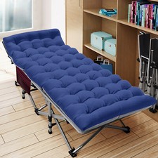 Adults Folding Camping Cot with Mat Guest Bed Heavy Duty Portable Sleeping Cots