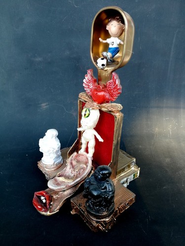 art assemblage modern original sculpture mixed media collage surrealist temple  - Picture 4 of 12