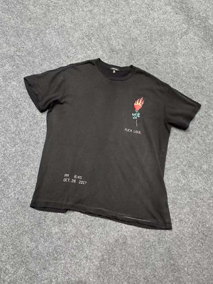 R13 Black Flaming Rose Boy T-Shirt Size XS