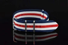 NEW! ARAGON Watch Strap Red, White & Blue Wrap-Around Nylon 24mm Watch Band