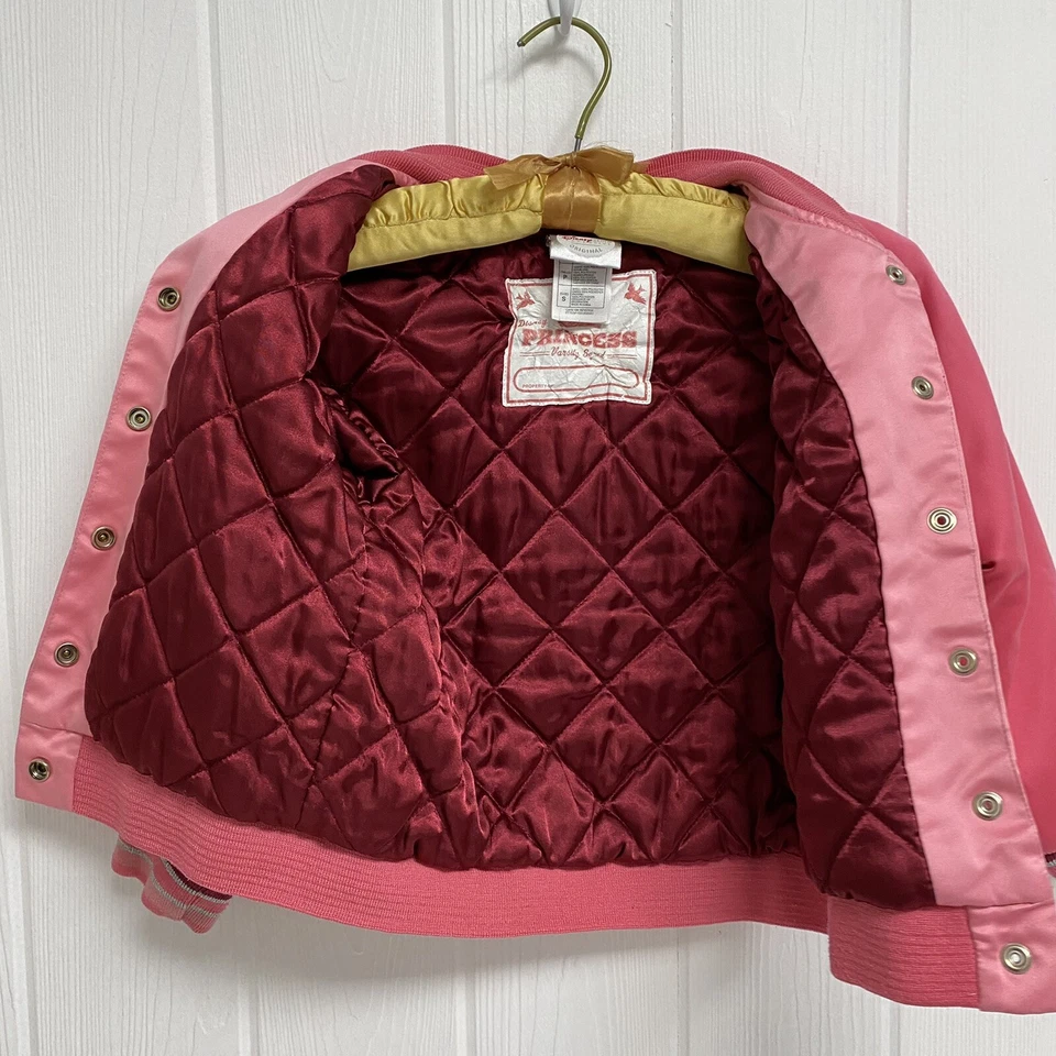 Jaqueta acolchoada rosa princesa meninas Disney Store tamanho pequeno - Imagem 3 de 4