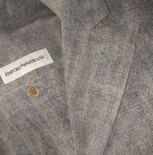 ICONIC Vintage Emporio Armani Peak Lapel 40R Gray Linen Sport Coat Jacket Blazer
