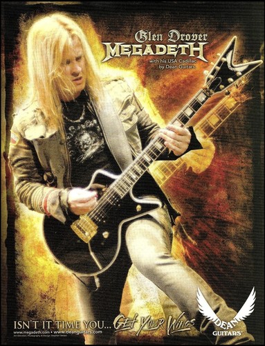 Megadeth Glen Dover 2015 Dean USA Cadillac electric guitar ad print - Foto 1 di 1