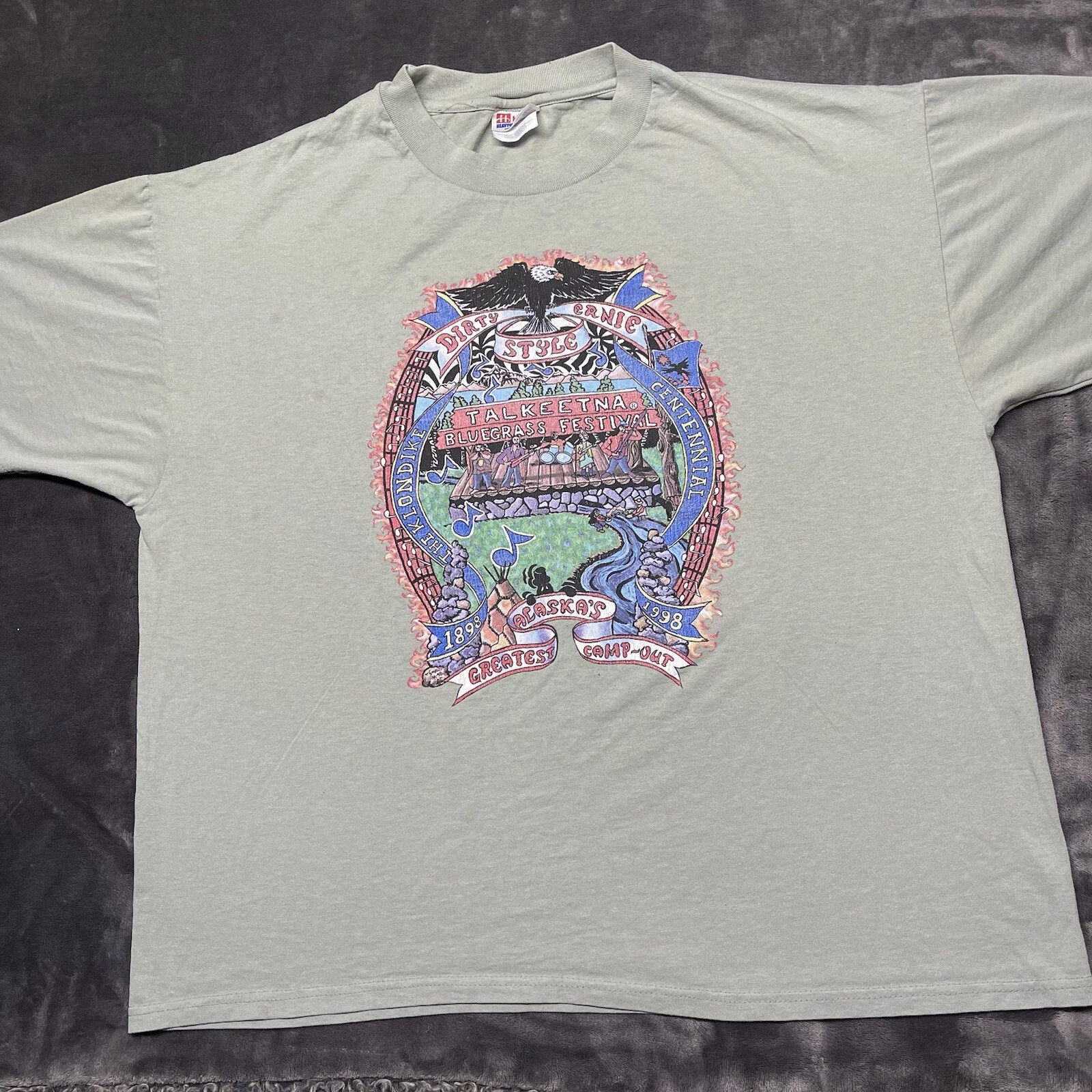 VTG 90s T-Shirt Men's XL Alaska Talkeetna Festival Camp Shirt